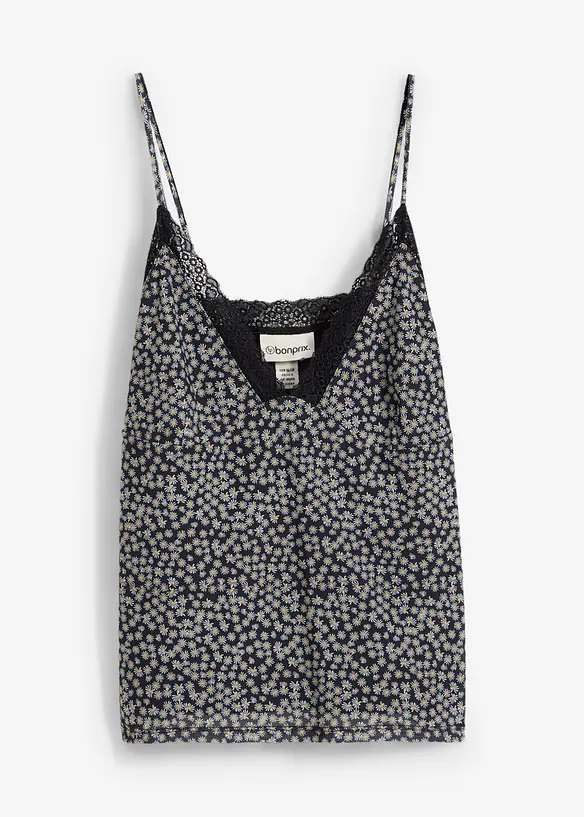 Top in mesh con spalline sottili, bonprix