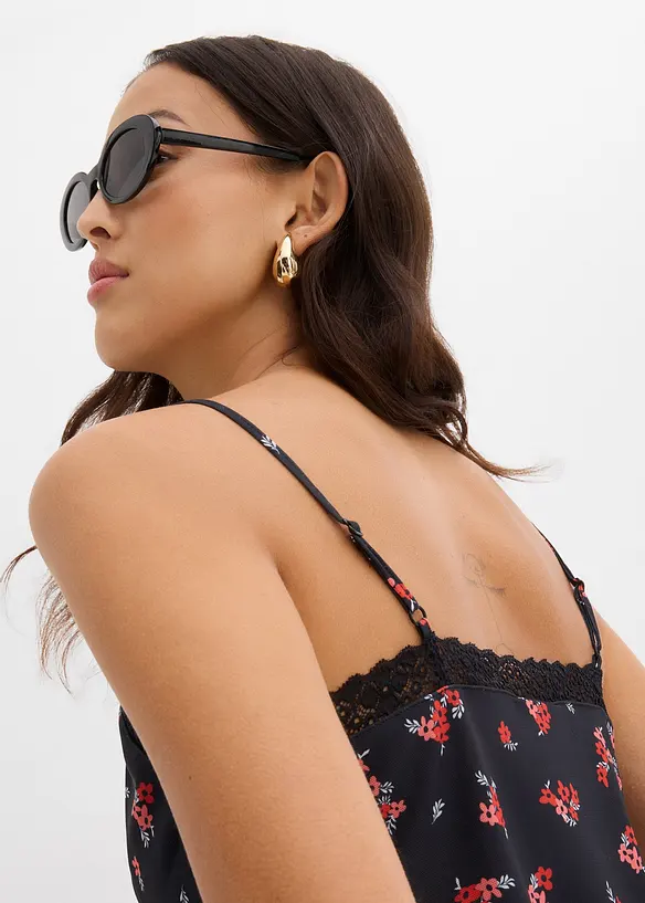 Top in mesh con spalline sottili, bonprix