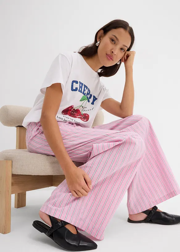 Pantaloni con elastico in vita in puro cotone, bonprix