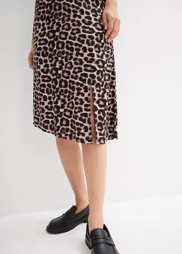 Gonna leopardata con spacco, bonprix