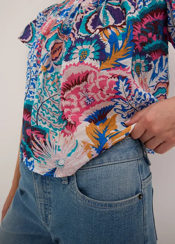 Blusa con spalle scoperte in misto viscosa leggero, bonprix