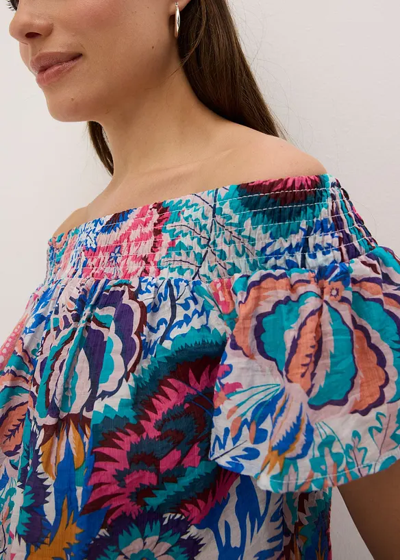 Blusa con spalle scoperte in misto viscosa leggero, bonprix