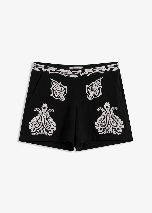 Shorts con ricami in morbido misto viscosa, bonprix
