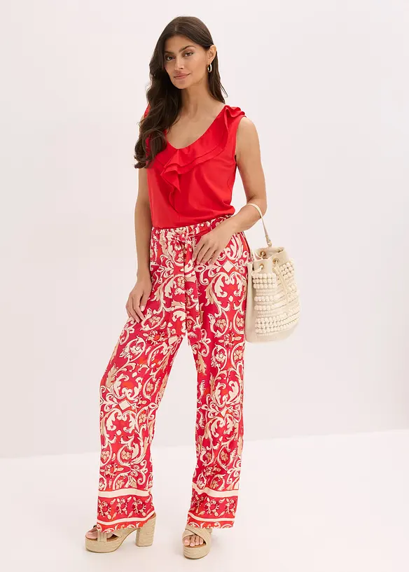 Pantaloni in jersey di misto viscosa morbido in fantasia, bonprix