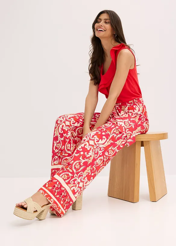 Pantaloni in jersey di misto viscosa morbido in fantasia, bonprix