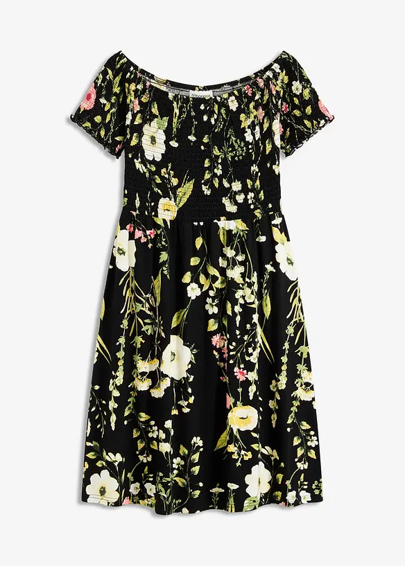 Abito con spalle scoperte in misto viscosa morbido, bonprix