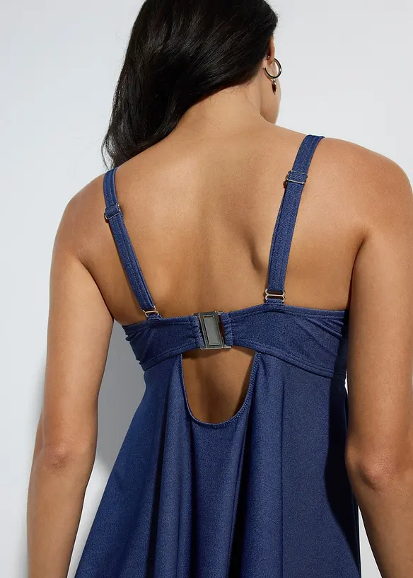 Tankini  lungo con effetto denim (set 2 pezzi), bonprix