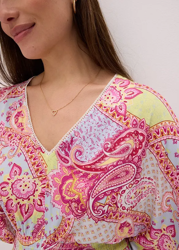 Abito in jersey di misto viscosa morbido con pizzo, bonprix