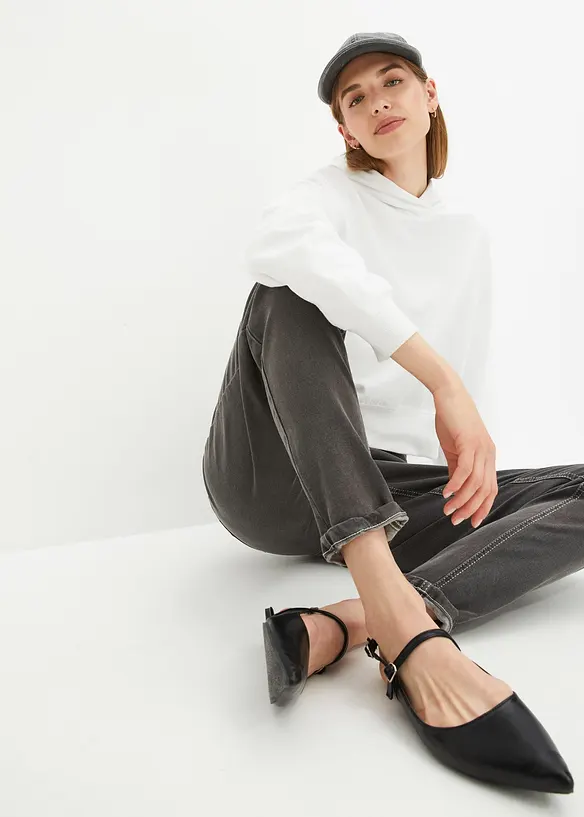 Mom jeans elasticizzati, vita alta, bonprix
