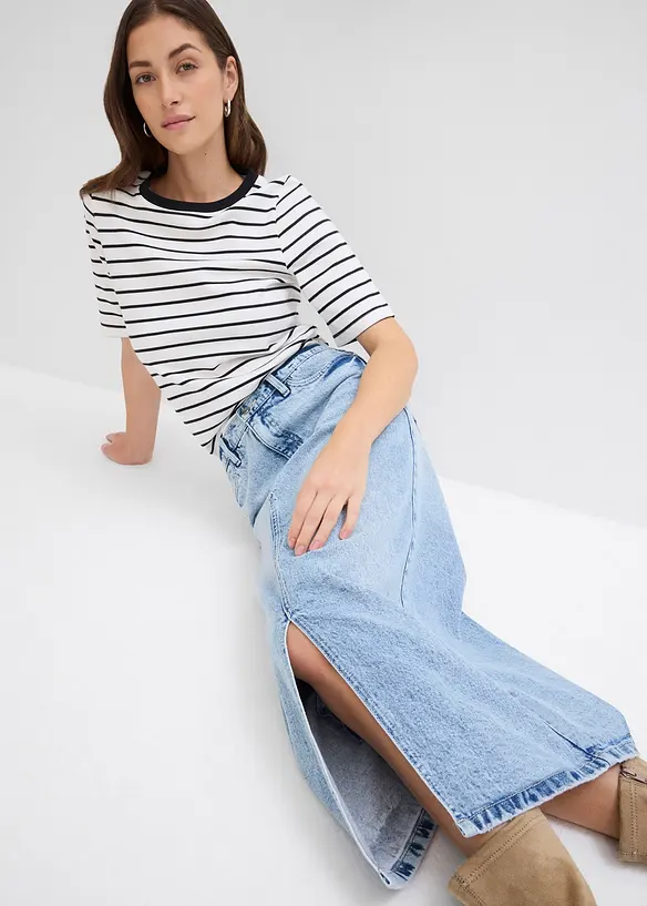 Gonna midi di jeans, bonprix