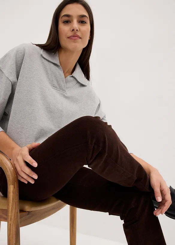 Pantaloni di velluto a coste elasticizzati, straight, bonprix