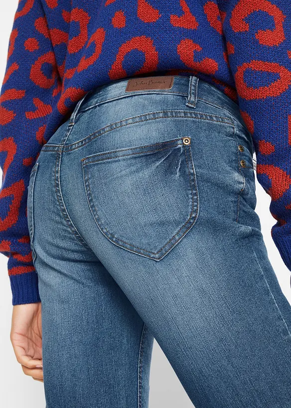 Jeans bootcut in stretch confortevole, vita media, bonprix