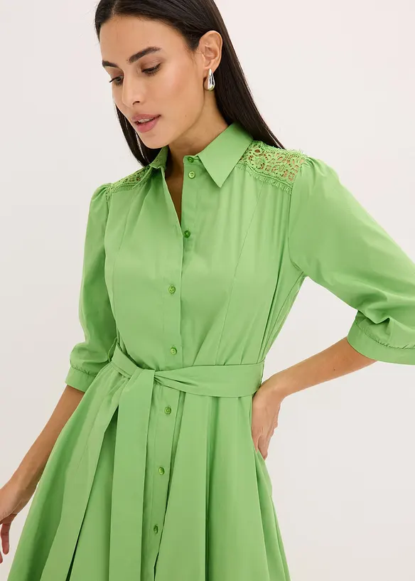 Abito chemisier con pizzo e fusciacca, bonprix