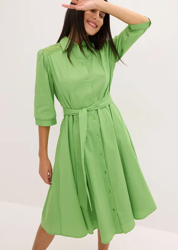 Abito chemisier con pizzo e fusciacca, bonprix