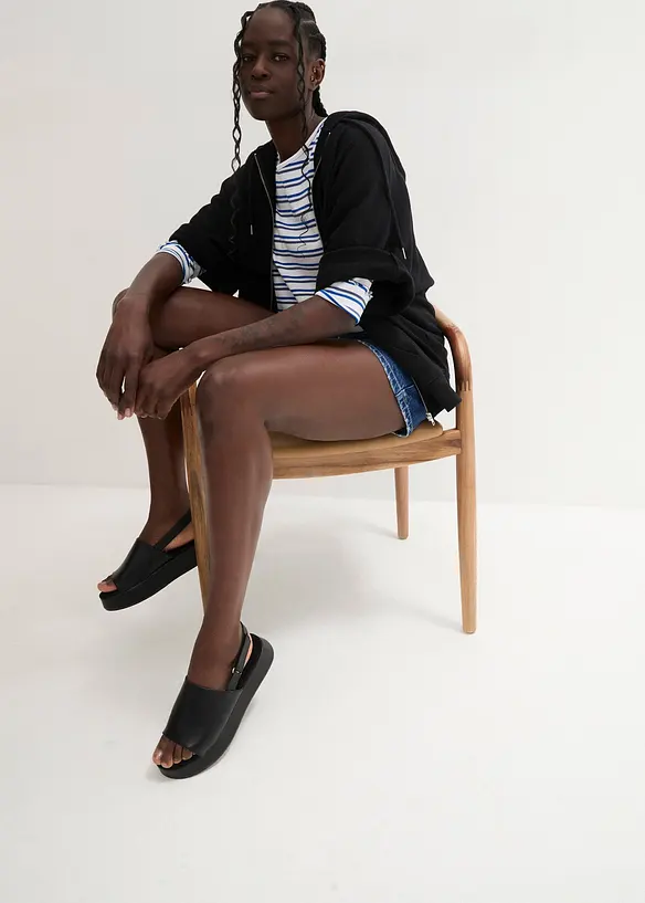 Shorts di jeans elasticizzati, a vita media, bonprix