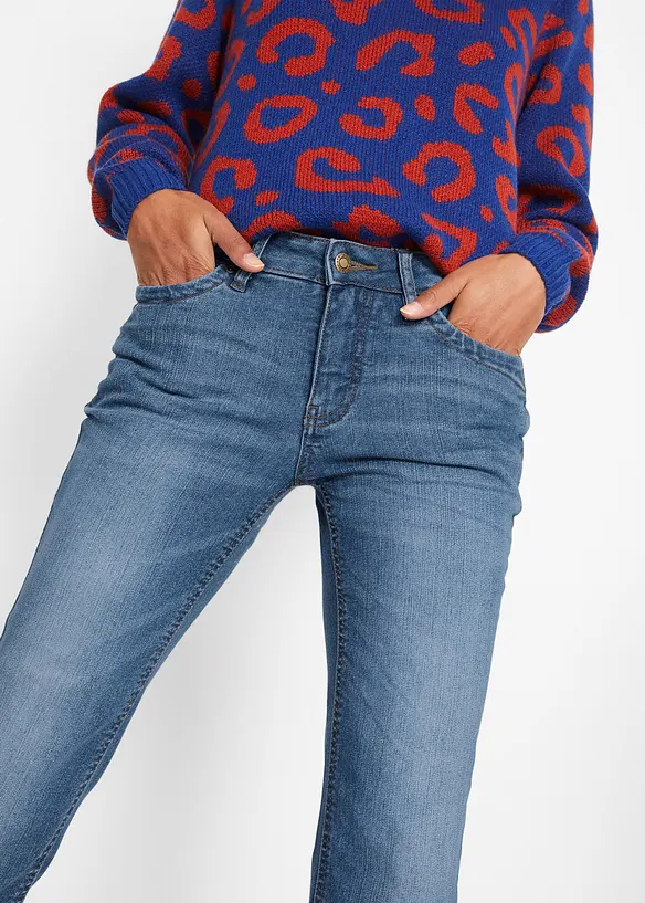 Jeans bootcut in stretch confortevole, vita media, bonprix