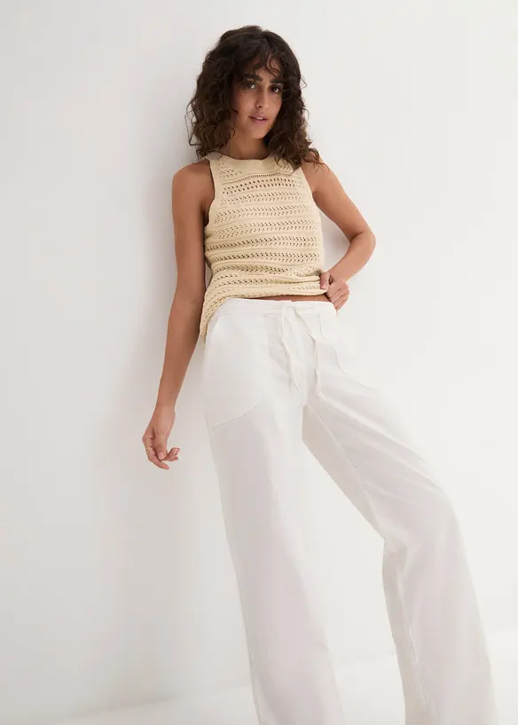 Pantaloni a palazzo in misto lino, bonprix