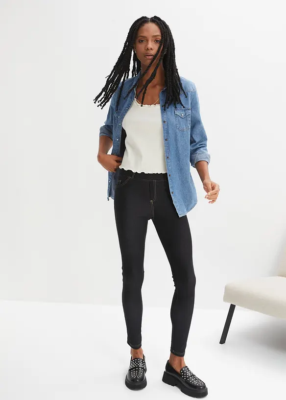 Leggings effetto jeans in misto cotone, bonprix
