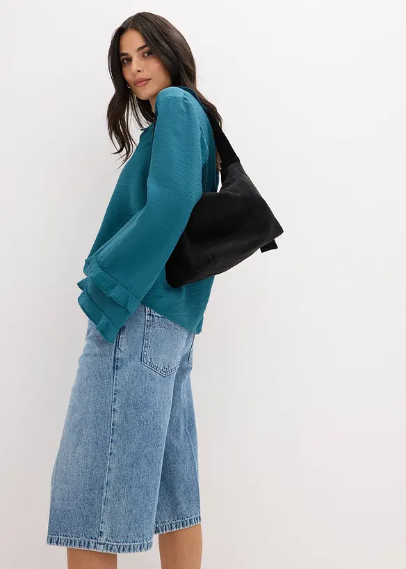 Bermuda in jeans low stretch, vita media, bonprix
