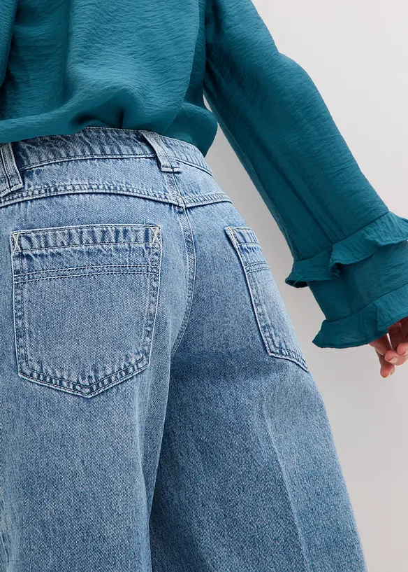 Bermuda in jeans low stretch, vita media, bonprix