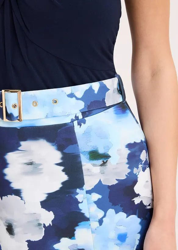 Abito lungo con spalle scoperte, drappeggio e cintura, bonprix