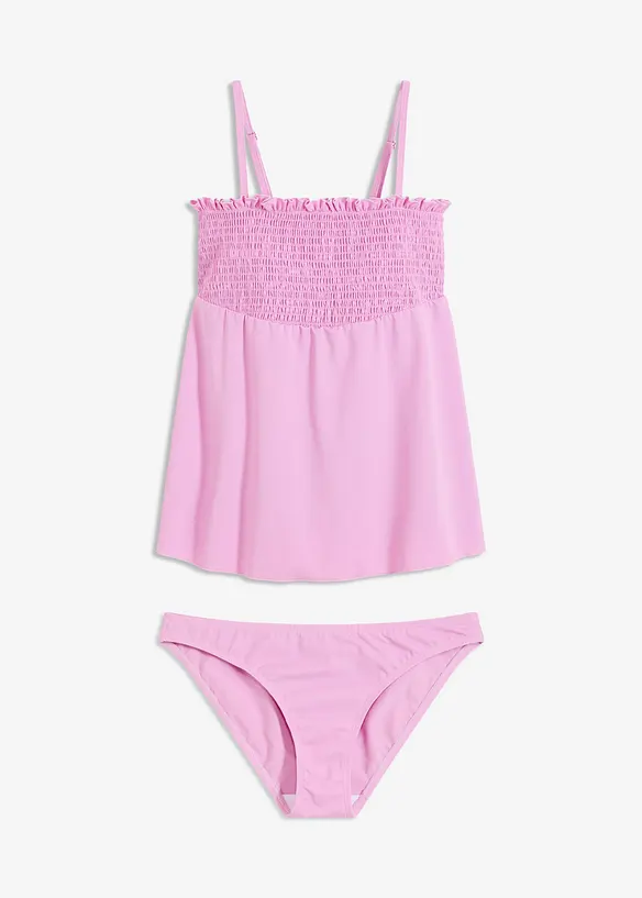 Tankini a fascia con lavorazione a punto smock (set 2 pezzi), bonprix