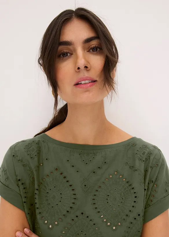 Maglia con ricami traforati, bonprix