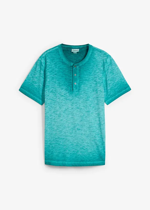 Maglia serafino a maniche corte  in puro cotone biologico effetto lavato, bonprix
