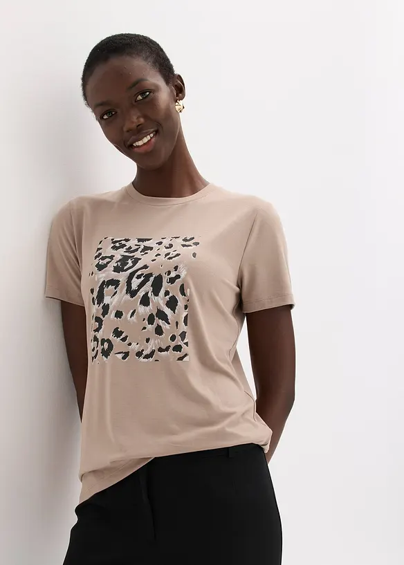 T-shirt con stampa leopardata, bonprix