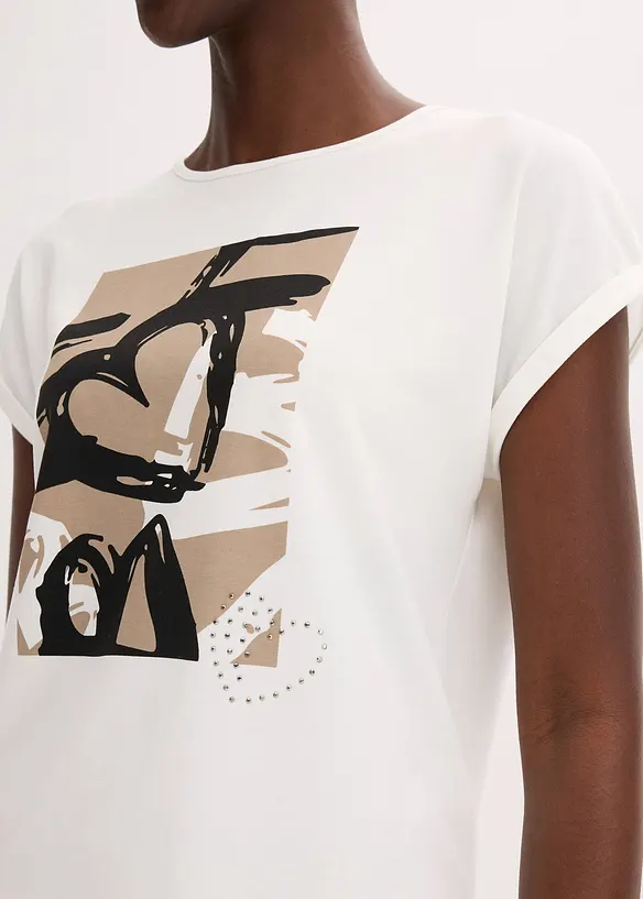 Maglia con viscosa e strass, bonprix