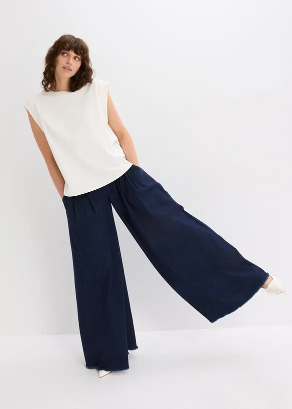 Top con inserto a coste sulla manica, bonprix