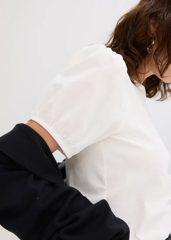 Maglia in jersey con maniche in popeline di cotone, bonprix