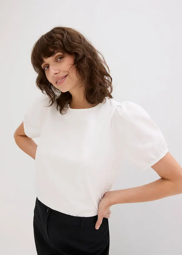 Maglia in jersey con maniche in popeline di cotone, bonprix