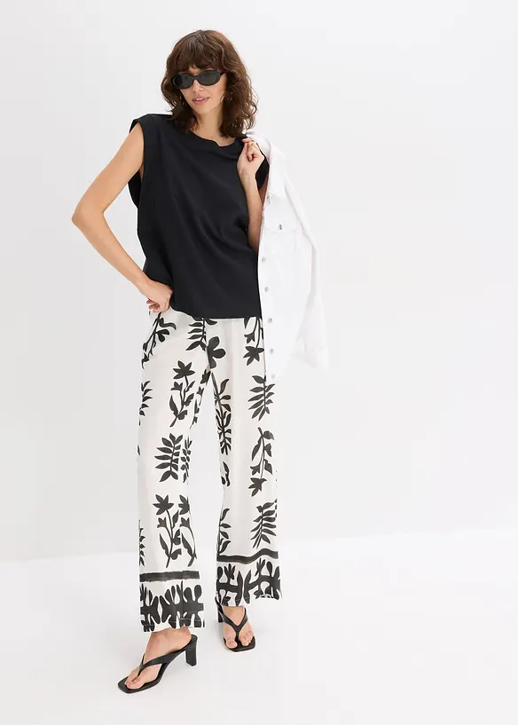 Top con inserto a coste sulla manica, bonprix