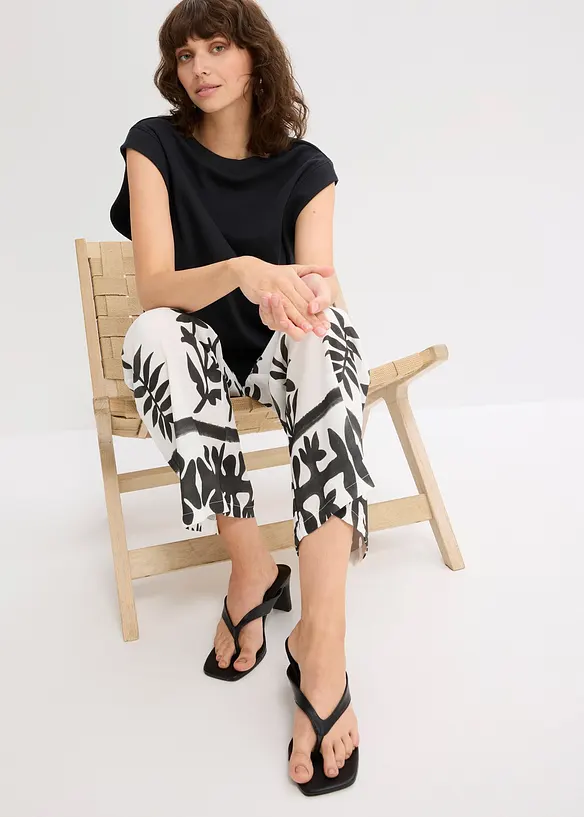 Top con inserto a coste sulla manica, bonprix