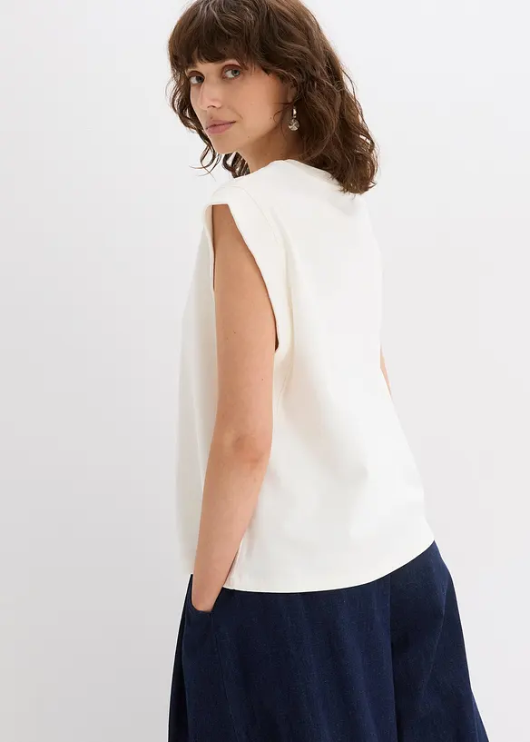 Top con inserto a coste sulla manica, bonprix