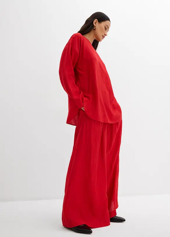 Tunica oversize in misto viscosa crinkle operato, bonprix