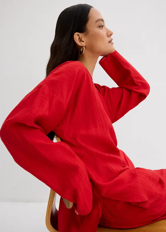Tunica oversize in misto viscosa crinkle operato, bonprix