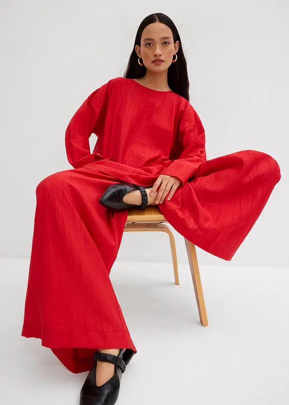 Tunica oversize in misto viscosa crinkle operato, bonprix