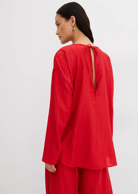 Tunica oversize in misto viscosa crinkle operato, bonprix