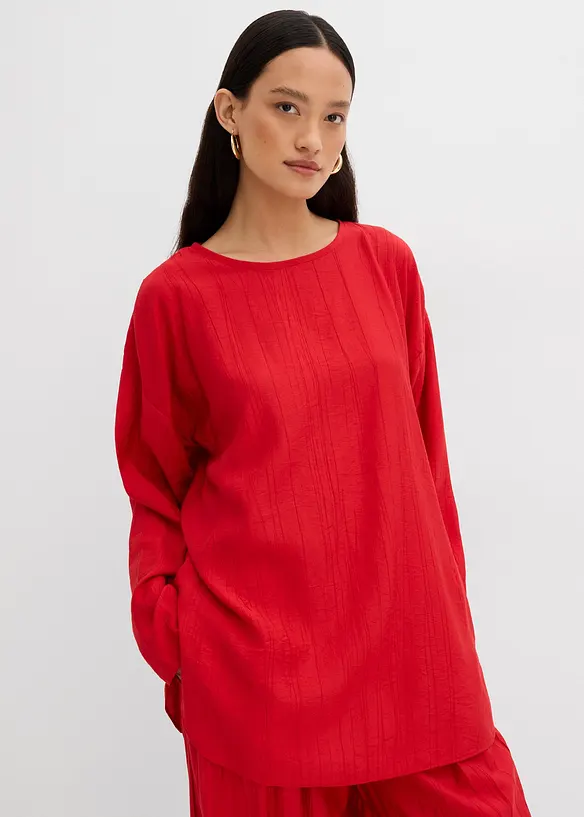 Tunica oversize in misto viscosa crinkle operato, bonprix
