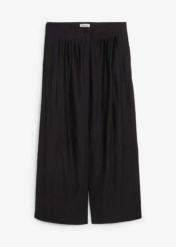 Pantaloni a palazzo in misto viscosa strutturato effetto crinkle, bonprix