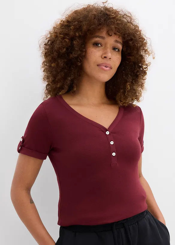 Maglia serafino in puro cotone, bonprix