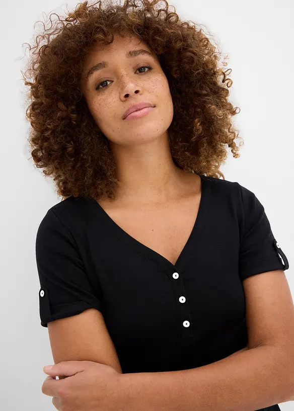 Maglia serafino in puro cotone, bonprix