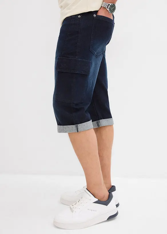 Bermuda di jeans cargo elasticizzati, regular fit, bonprix