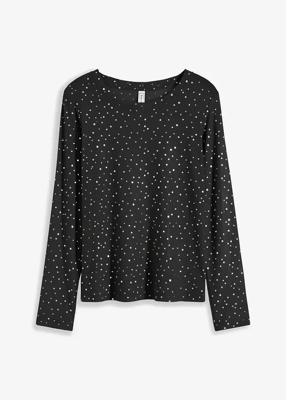 Maglia a maniche lunghe in mesh glitterato, bonprix