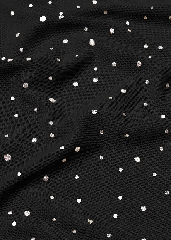 Maglia a maniche lunghe in mesh glitterato, bonprix