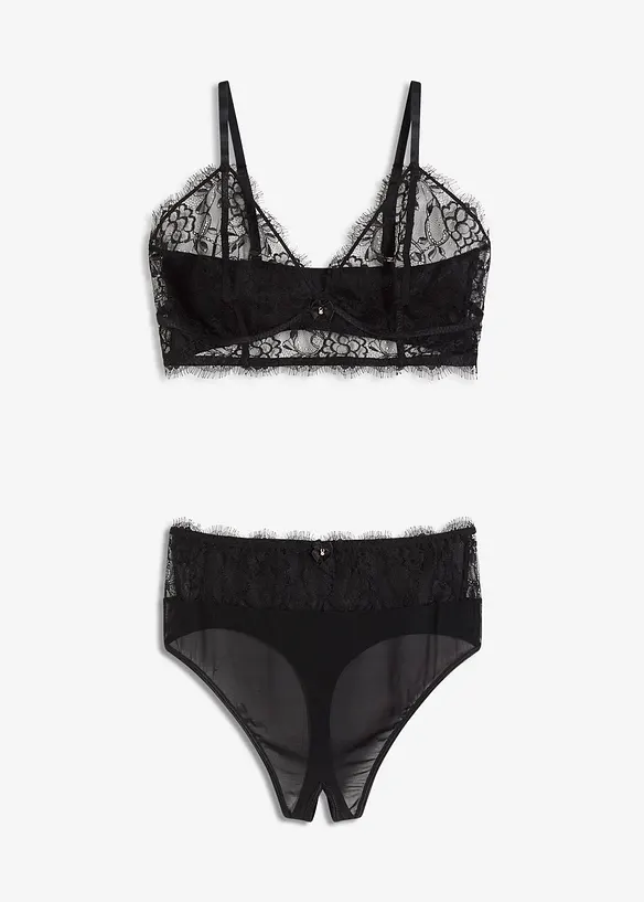 Reggiseno bustier e perizoma a vita alta ouvert (set 2 pezzi), bonprix
