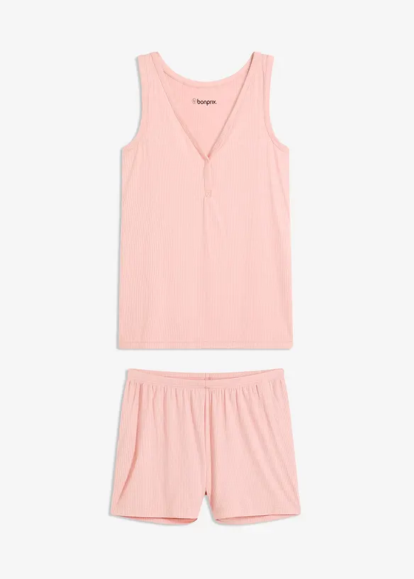 Pigiama estivo in morbida maglia a costine, bonprix