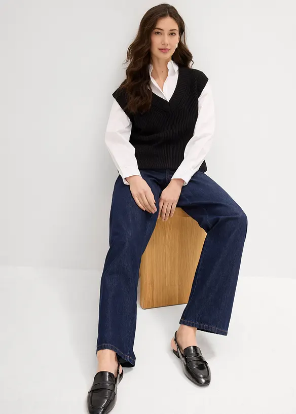 Jeans straight low stretch, vita alta, bonprix